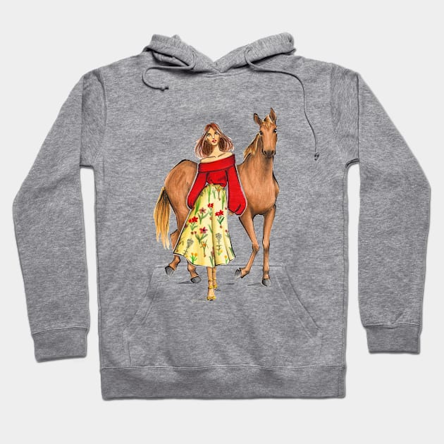 Lady and The Horse Hoodie by Ji Illustrator